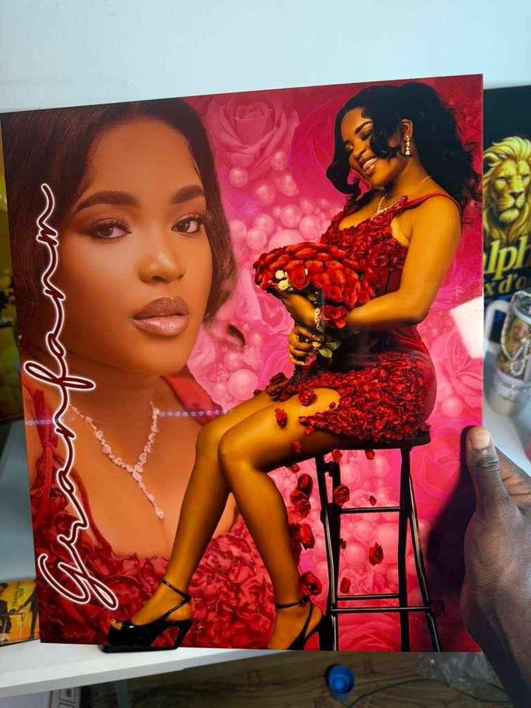 Crimson Elegance: Romantic Rose Portrait Poster 18*24